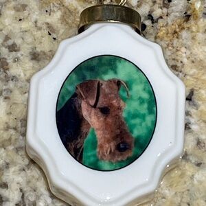 Airedale Terrier Ceramic Christmas Ornaments Set Of 6